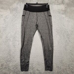 POP Fit Heather Gray Black Trim High Waist Athletic Leggings Womens Large * Snag